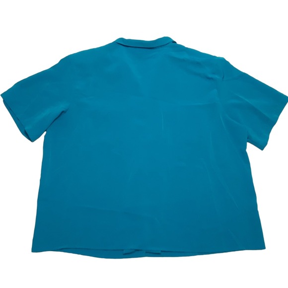 Worthington Blouse Womens 24W Blue Short Sleeve Button Up Shirt Pocket Relaxed - Picture 8 of 11